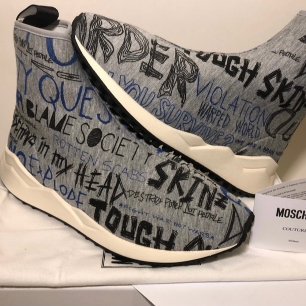 MOSCHINO SOCK RUNNER TRAINERS NEOPRENE SPEED HIGH TOP NEW SIZE 8